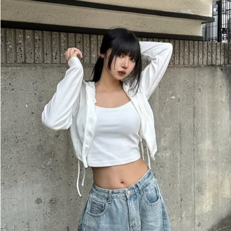 サイドドロストZIPパーカー・キャミセット