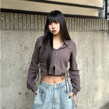 サイドドロストZIPパーカー・キャミセット