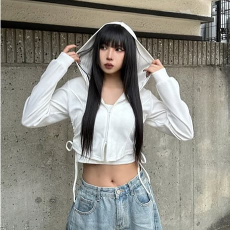サイドドロストZIPパーカー・キャミセット