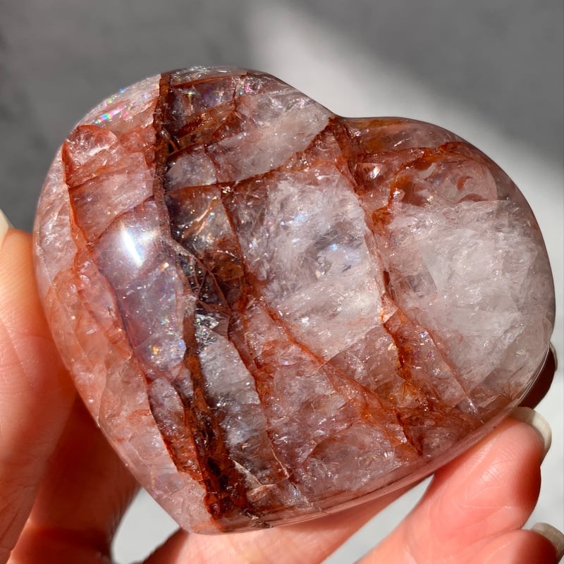 154.ファイアークォーツ／ヘマタイトクォーツ ハート【天然石・鉱物  