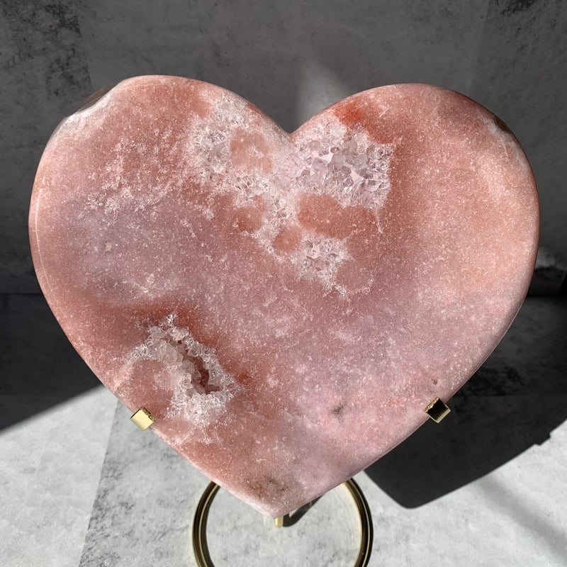 ブラジル産　ピンクアメジスト　ハート　スタンド付き ブラジル産ピンクアメジストハートスタンド付き