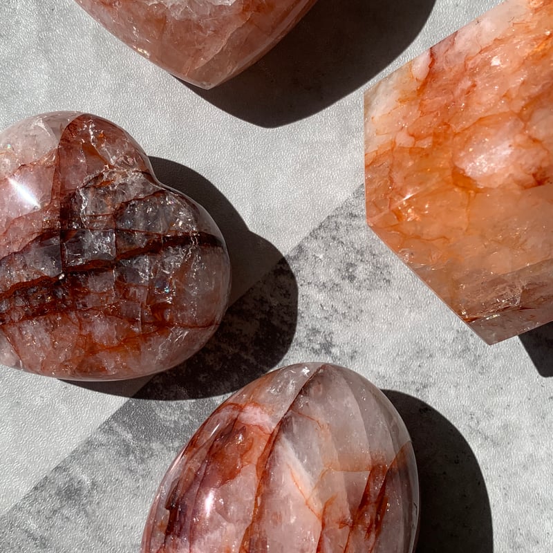 153.ファイアークォーツ／ヘマタイトクォーツ ハート【天然石・鉱物