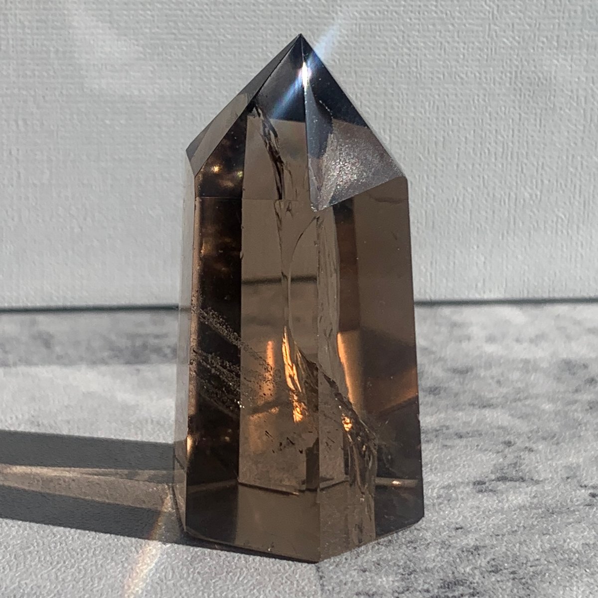 スモーキーシトリンポイント♡六角柱♡虹入り