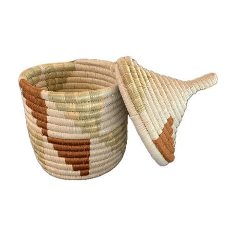 蓋つき壺かご (Kitwaro Basket) Inyabu(再起)  Brown