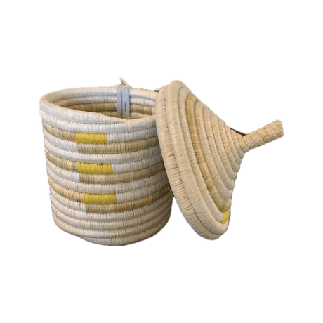 蓋つき壺かご (Kitwaro Basket) Uru (さすらい)  Yellow