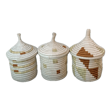蓋つき壺かご (Kitwaro Basket) Ikiba (仲間)  Brown