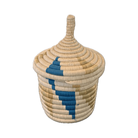 蓋つき壺かご (Kitwaro Basket) Inyabu(再起)  Blue