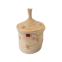 蓋つき壺かご (Kitwaro Basket) Ikiba (仲間)  Red