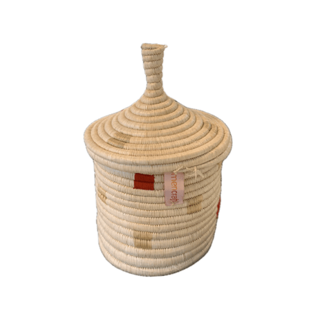 蓋つき壺かご (Kitwaro Basket) Ikiba (仲間)  Red