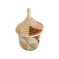 蓋つき壺かご (Kitwaro Basket) Inyabu(再起)  Brown
