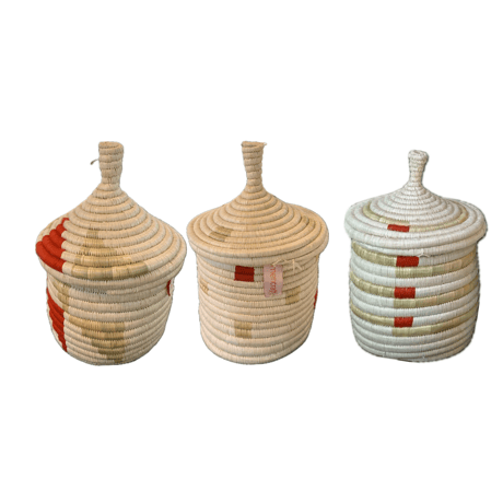 蓋つき壺かご (Kitwaro Basket) Ikiba (仲間)  Red