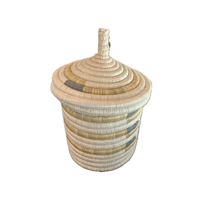 蓋つき壺かご (Kitwaro Basket) Uru (さすらい)  Gray