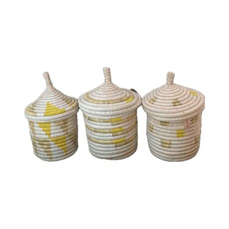 蓋つき壺かご (Kitwaro Basket) Uru (さすらい)  Yellow