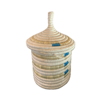 蓋つき壺かご (Kitwaro Basket) Uru (さすらい)  Blue