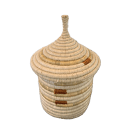 蓋つき壺かご (Kitwaro Basket) Uru (さすらい)  Brown