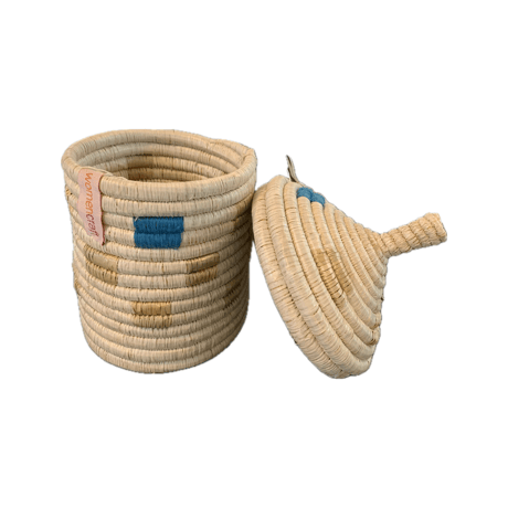 蓋つき壺かご (Kitwaro Basket) Ikiba (仲間)  Blue