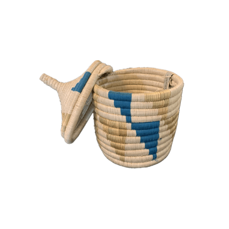 蓋つき壺かご (Kitwaro Basket) Inyabu(再起)  Blue