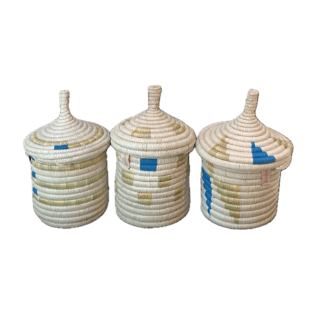 蓋つき壺かご (Kitwaro Basket) Inyabu(再起)  Blue