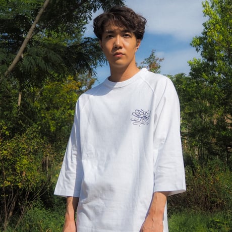Relax fit Script Logo Raglan Sleeve Tee WHITE