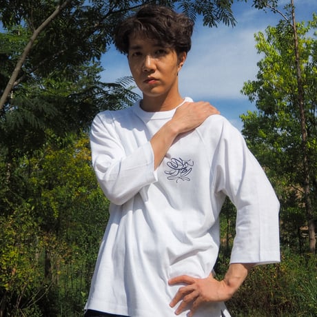 Relax fit Script Logo Raglan Sleeve Tee WHITE