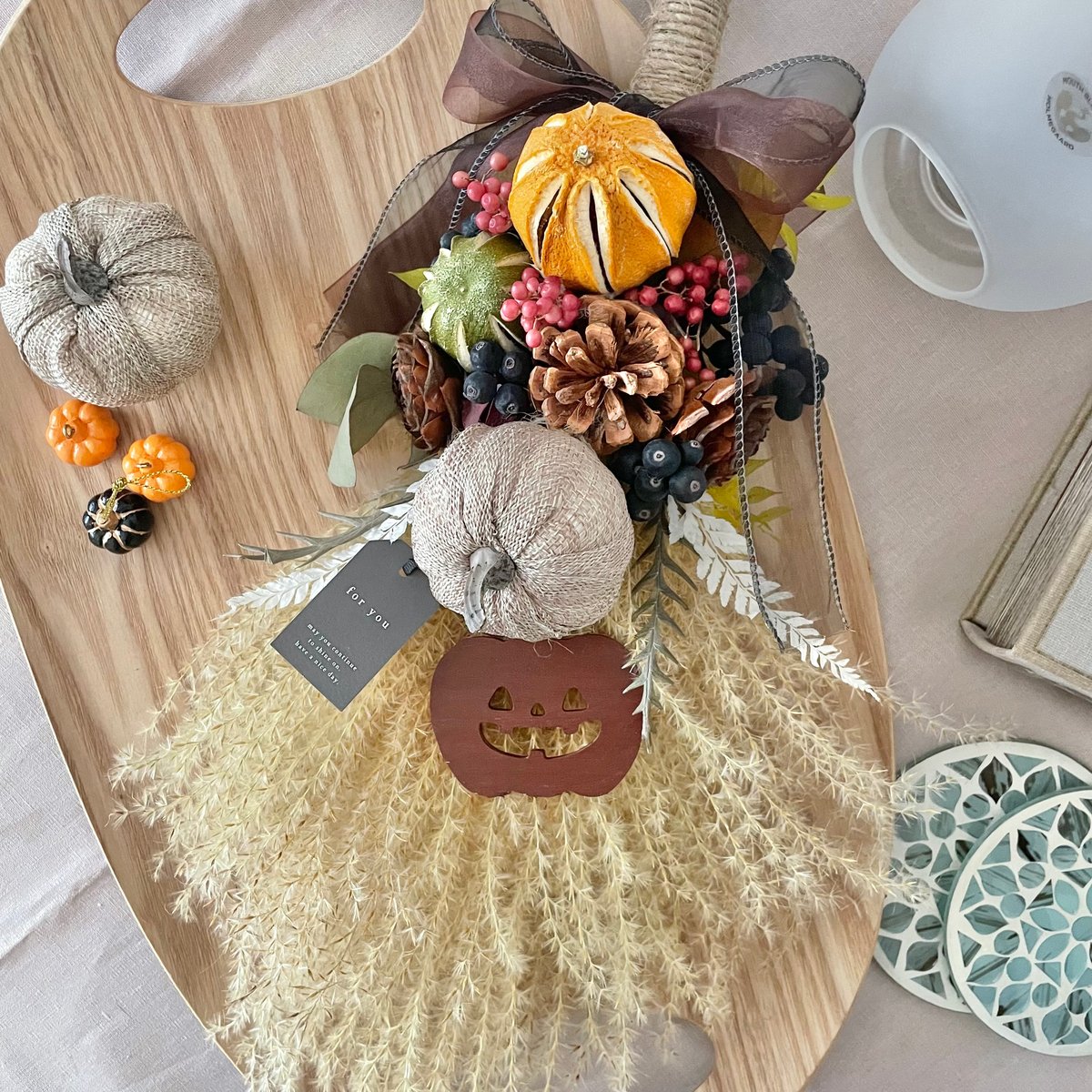 専用＊Halloweenミニパンプキン＆グリーンホオズキ ドライフラワースワッグ 専用＊Halloweenミニパンプキン＆グリーンホオズキ ドライ