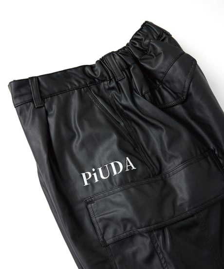 PiUDA PU Leather Cargo Pants