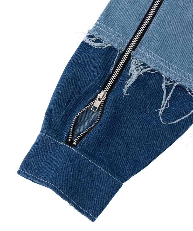 JQ140★8号→7号ダウン 最長発送期日10/2-10/4 PiUDA Zip Custom Denim Jacket（ブルー） | PiUDA