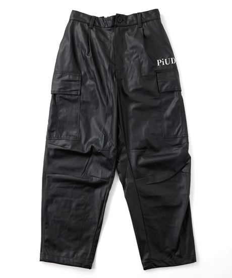 PiUDA PU Leather Cargo Pants