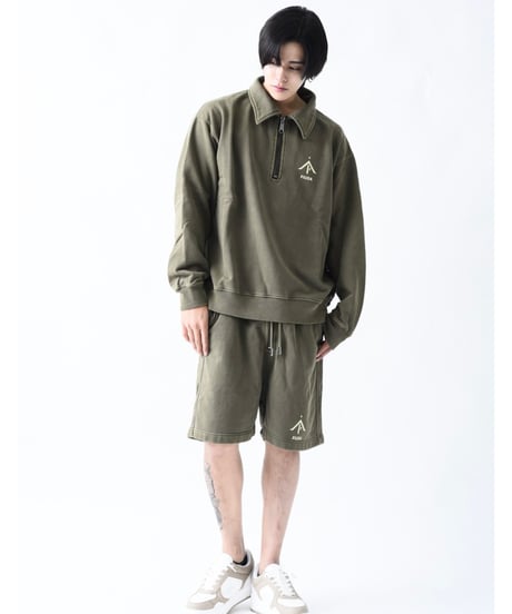 PiUDA  ZIP sweat short pants Khaki