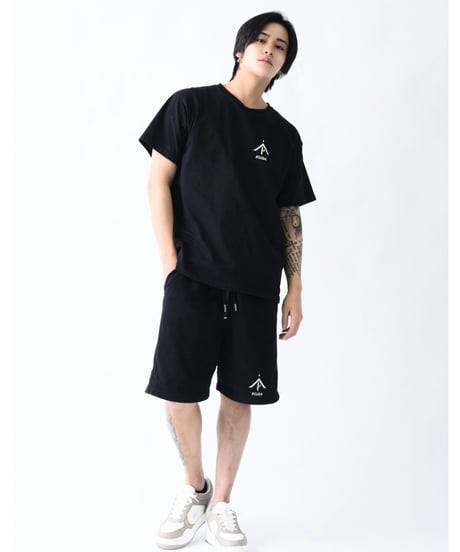 PiUDA ZIP sweat short pants Black