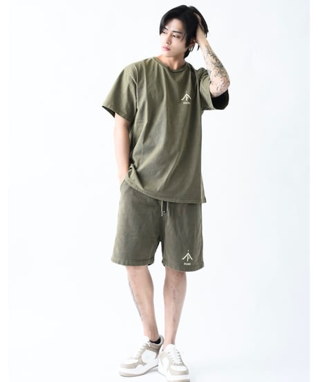 PiUDA  ZIP sweat short pants Khaki