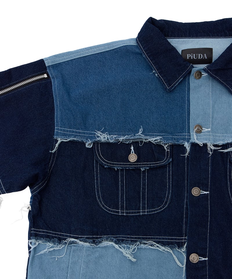 JQ140★8号→7号ダウン 最長発送期日10/2-10/4 PiUDA Zip Custom Denim Jacket（ブルー） | PiUDA