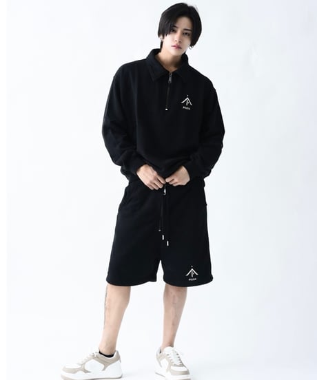 PiUDA ZIP sweat short pants Black