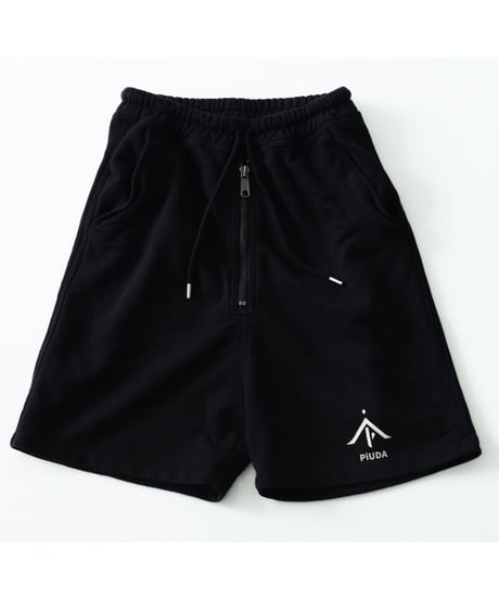 PiUDA ZIP sweat short pants Black