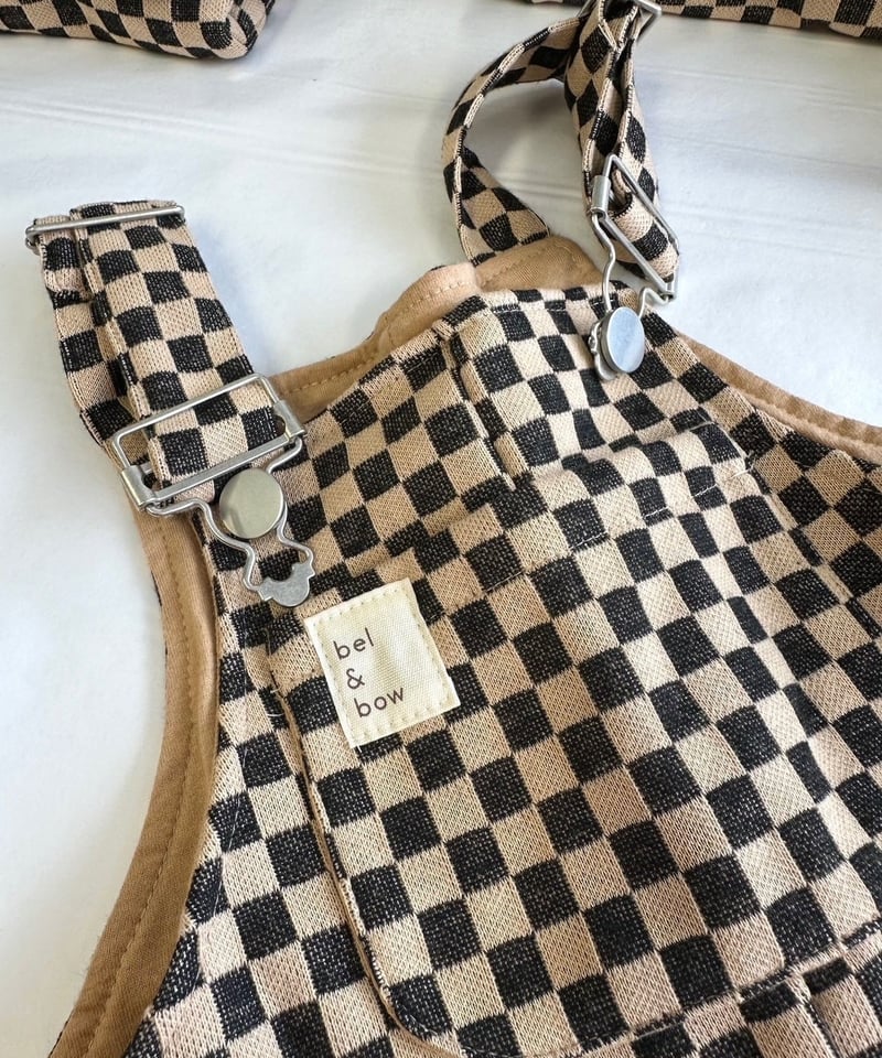 bel&bow - checkerboard overall - brown | sounote