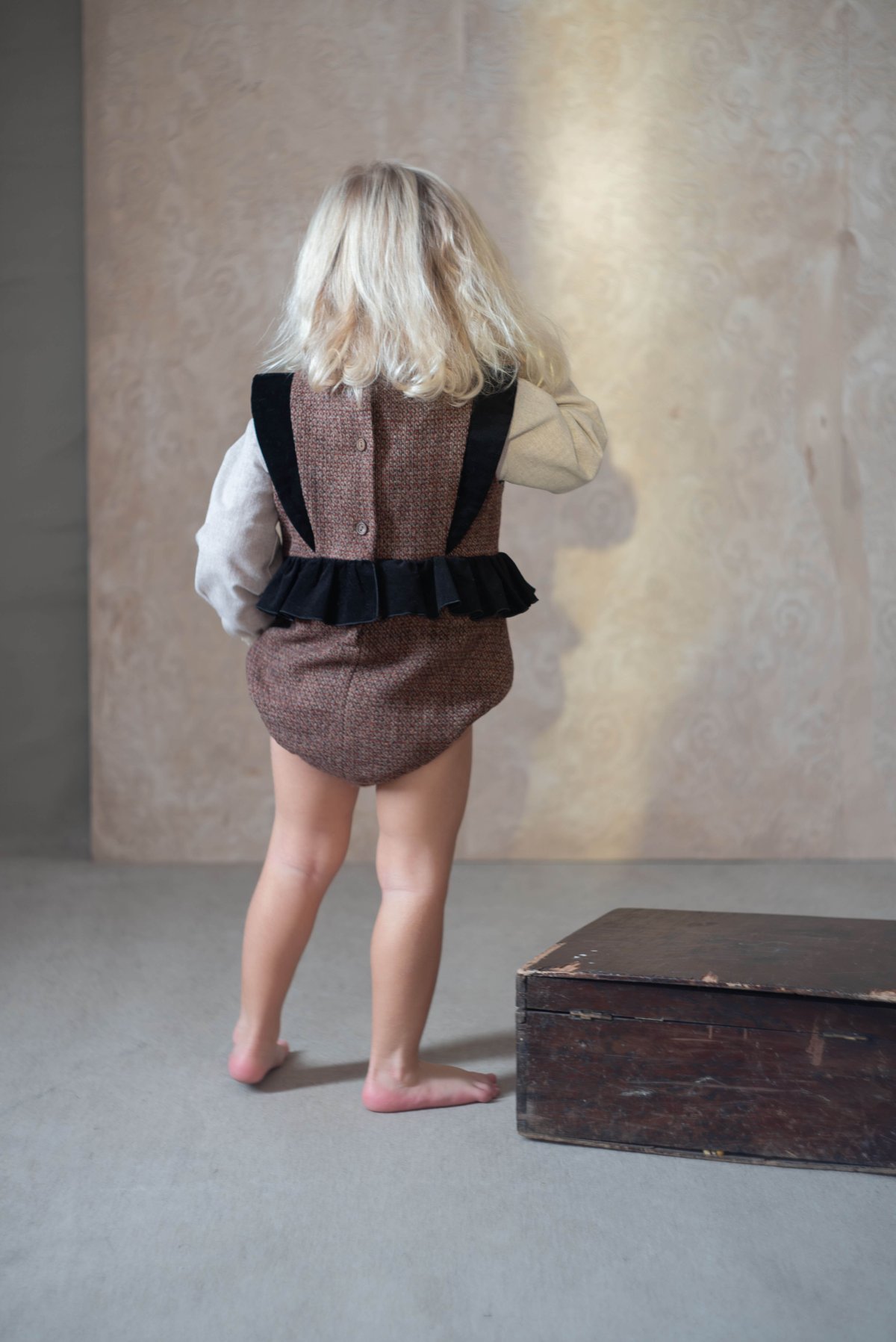 Popelin - burgundy woollen romper suit with fri