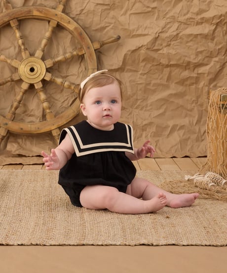Rylee+Cru -  sailor romper - black