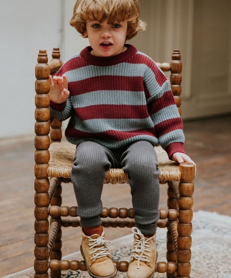【 LAST1 / 3-4y 】Yuki Kidswear - knitted legging fine rib - charcoal