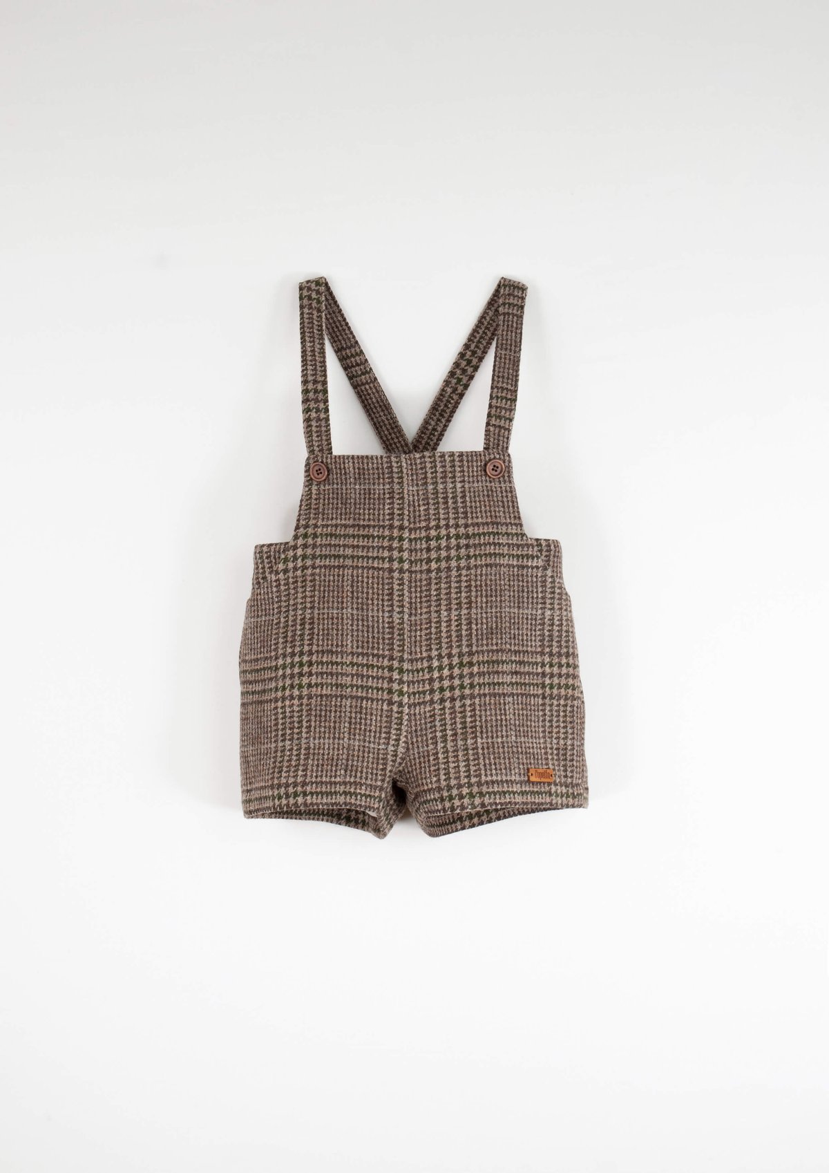 Popelin - brown plaid woollen short romper suit