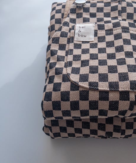 【 LAST1 / 6y 】bel&bow - checkerboard overall - brown