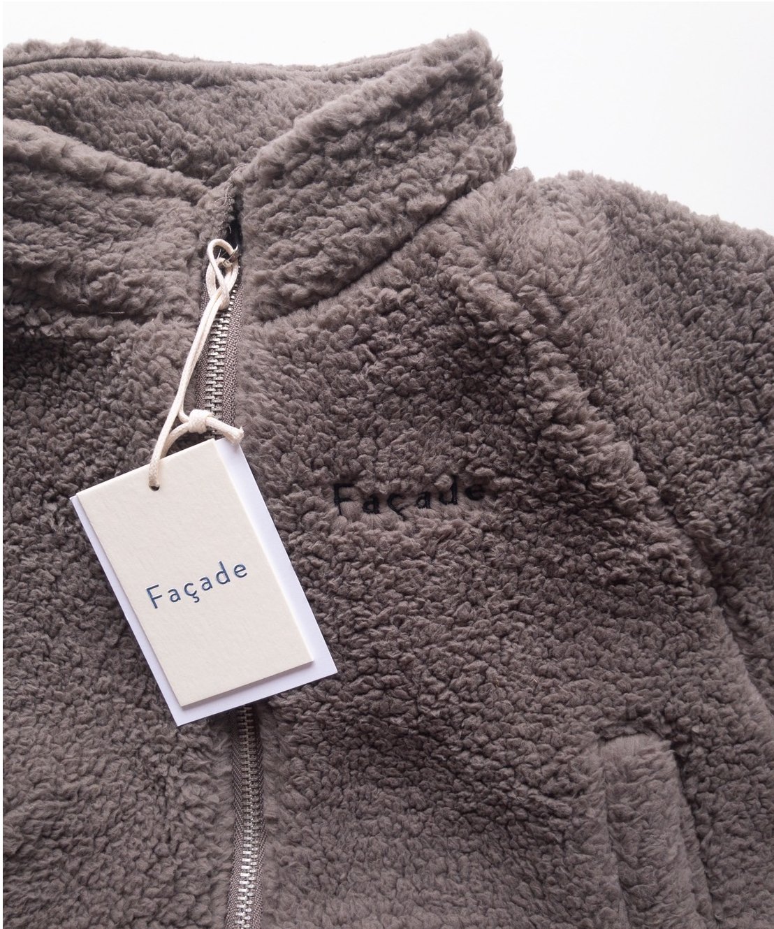 Façade - teddy zip sweater - stone | sounote
