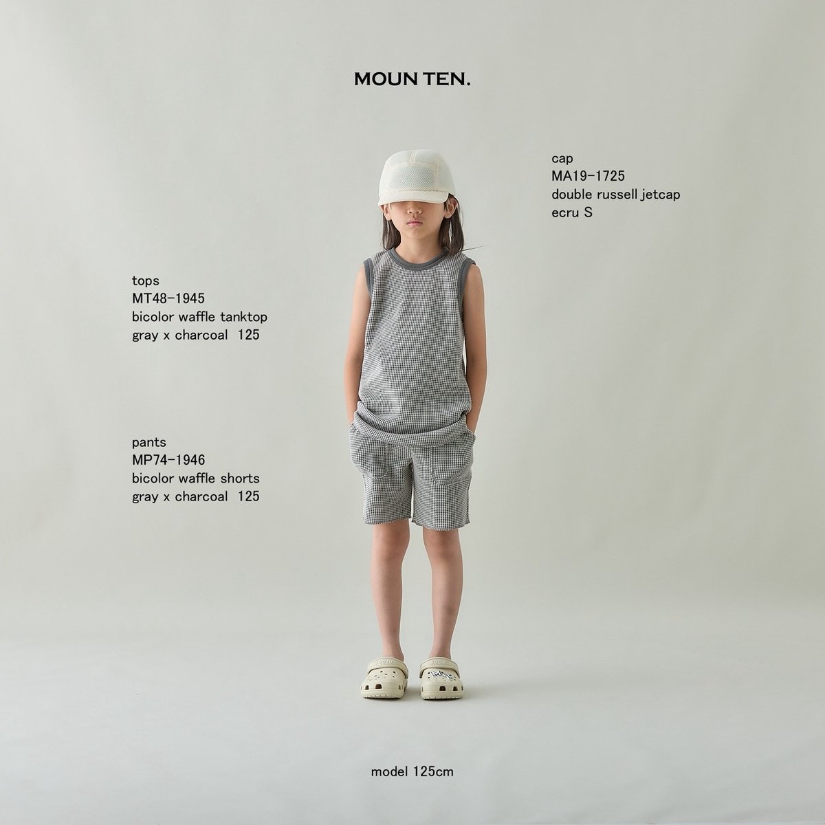 MOUN TEN. - bicolor waffle tanktop - gray x ch