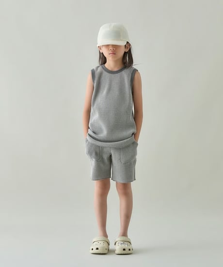 MOUN TEN. -  bicolor waffle tanktop - gray x charcoal