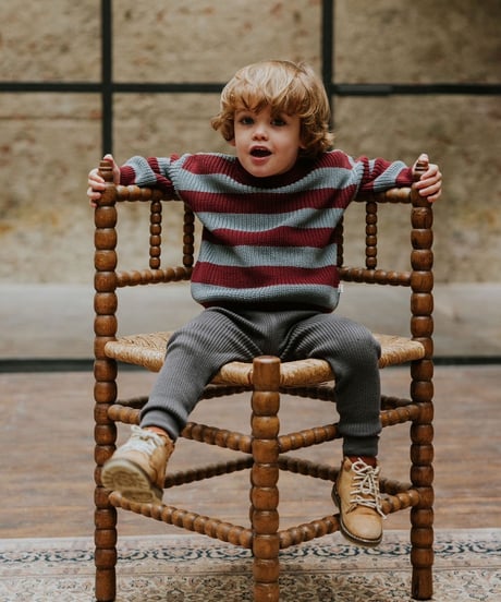 【 LAST1 / 3-4y 】Yuki Kidswear - knitted legging fine rib - charcoal