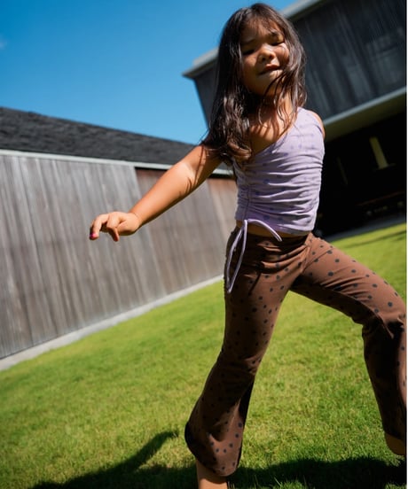 【 LAST1 / 4-5y 】nikas got soul - sunny dots flare pants - brown