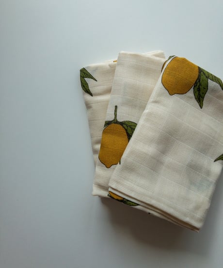 konges sløjd - 3 pack muslin cloth gots - mon grand citron