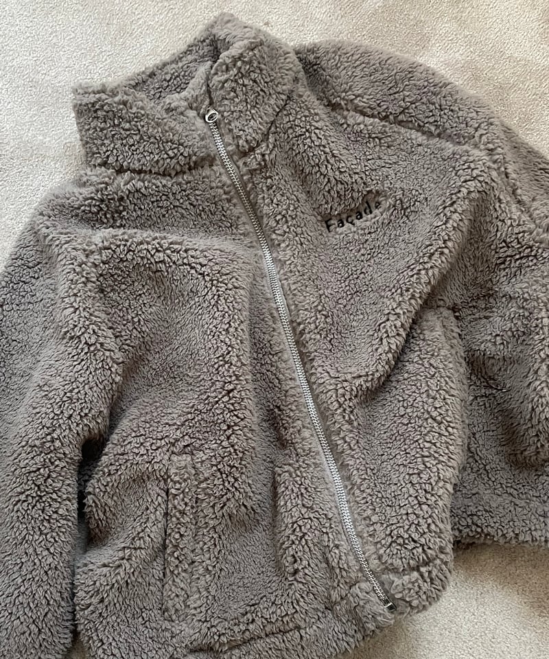 Façade - teddy zip sweater - stone | sounote