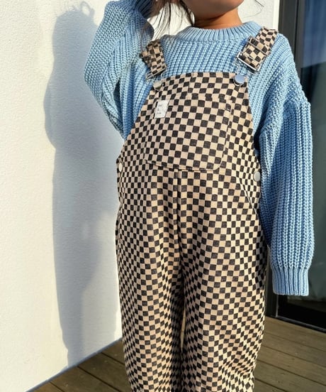 【 LAST1 / 6y 】bel&bow - checkerboard overall - brown