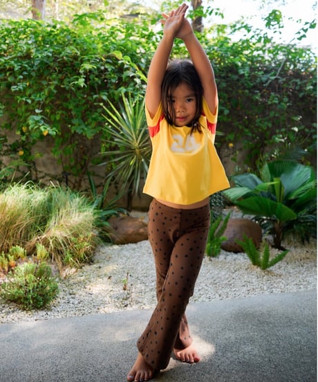 【 LAST1 / 4-5y 】nikas got soul - sunny dots flare pants - brown