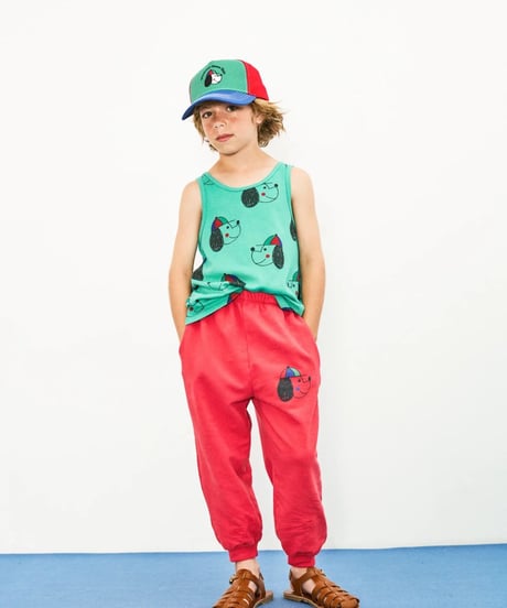 Weekend House Kids - kids happy dog tank t-shirt - green